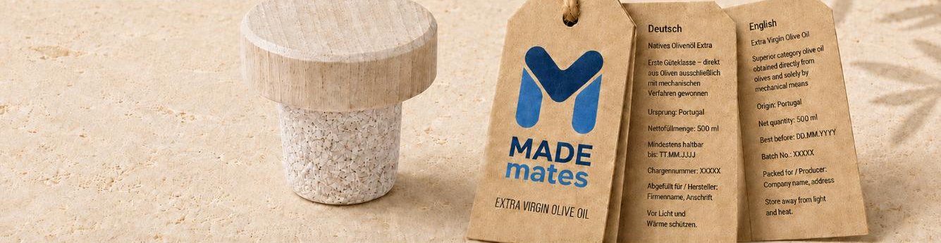 Kork-Holz-Verschluss und zweisprachiges Hangtag von MADE mates Food